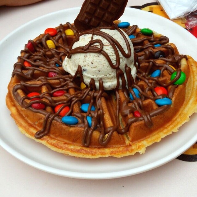 Waffle de m&m con nutella