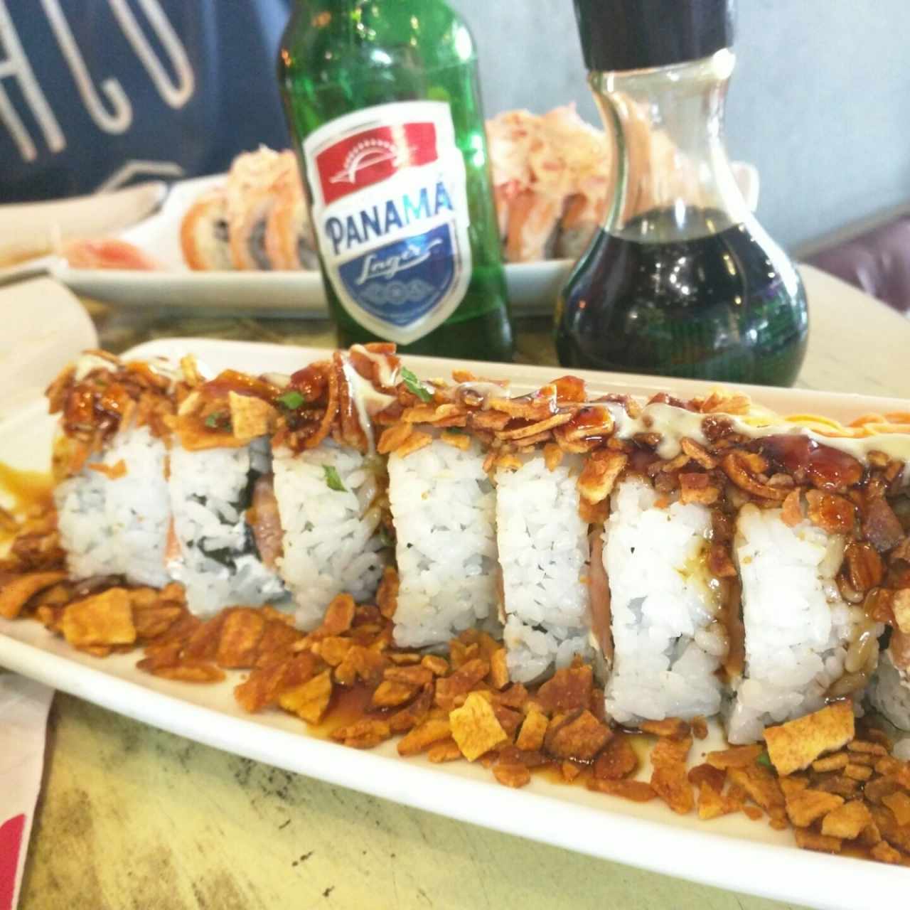 roll con delicioso crocante de plátano