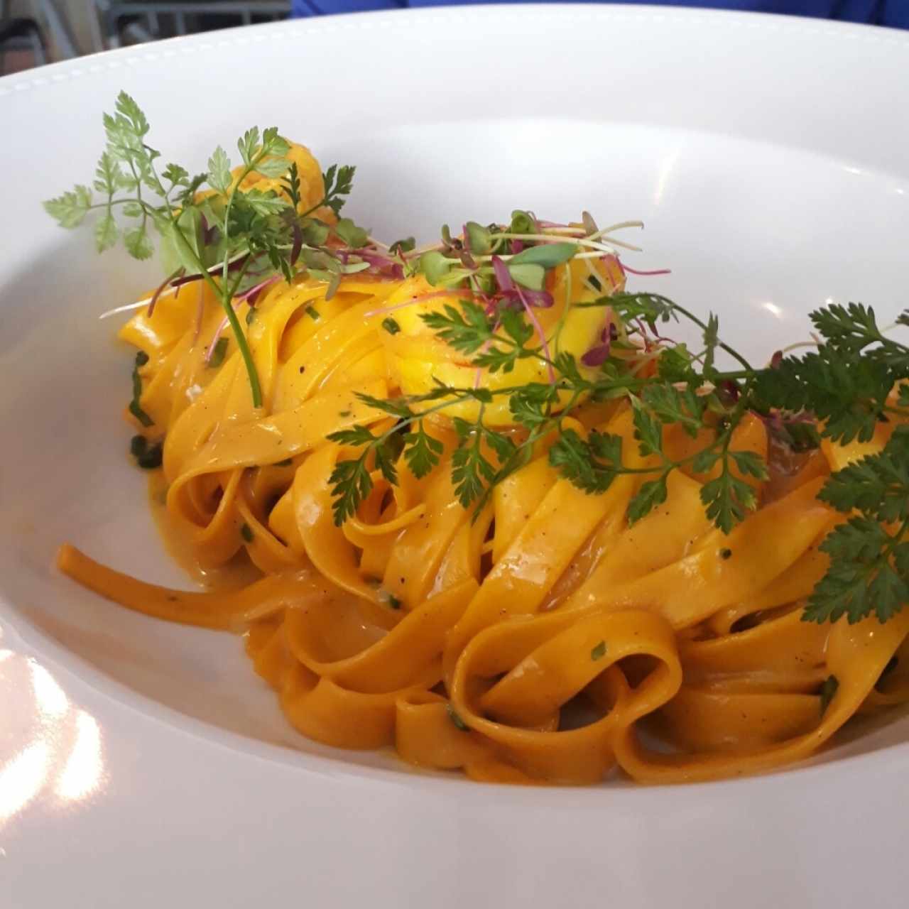 Pasta con Langostinos al Azafrán 