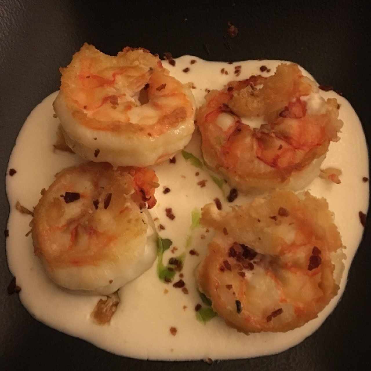 langostinos con crema de manchego