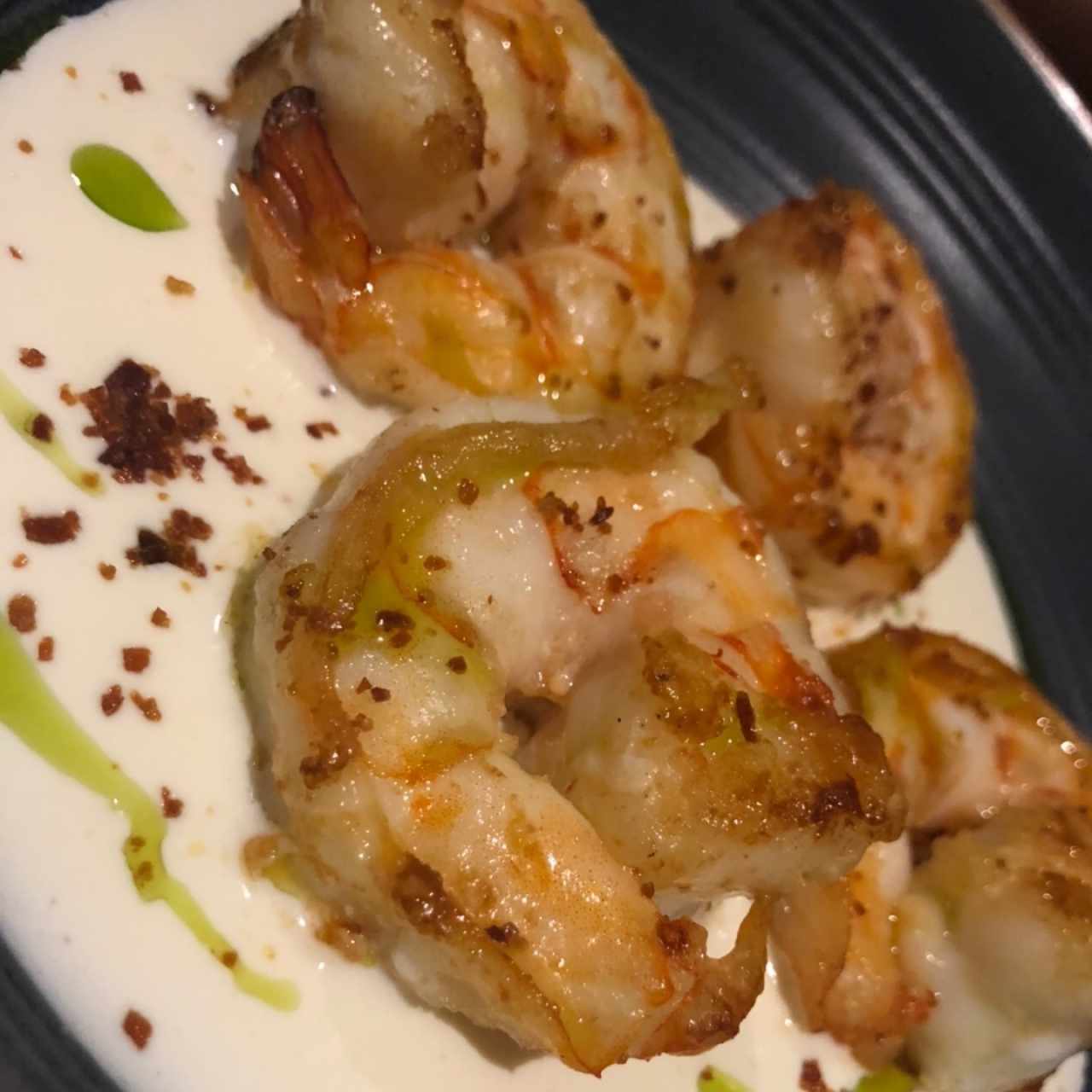 Langostinos con Crema de Manchego