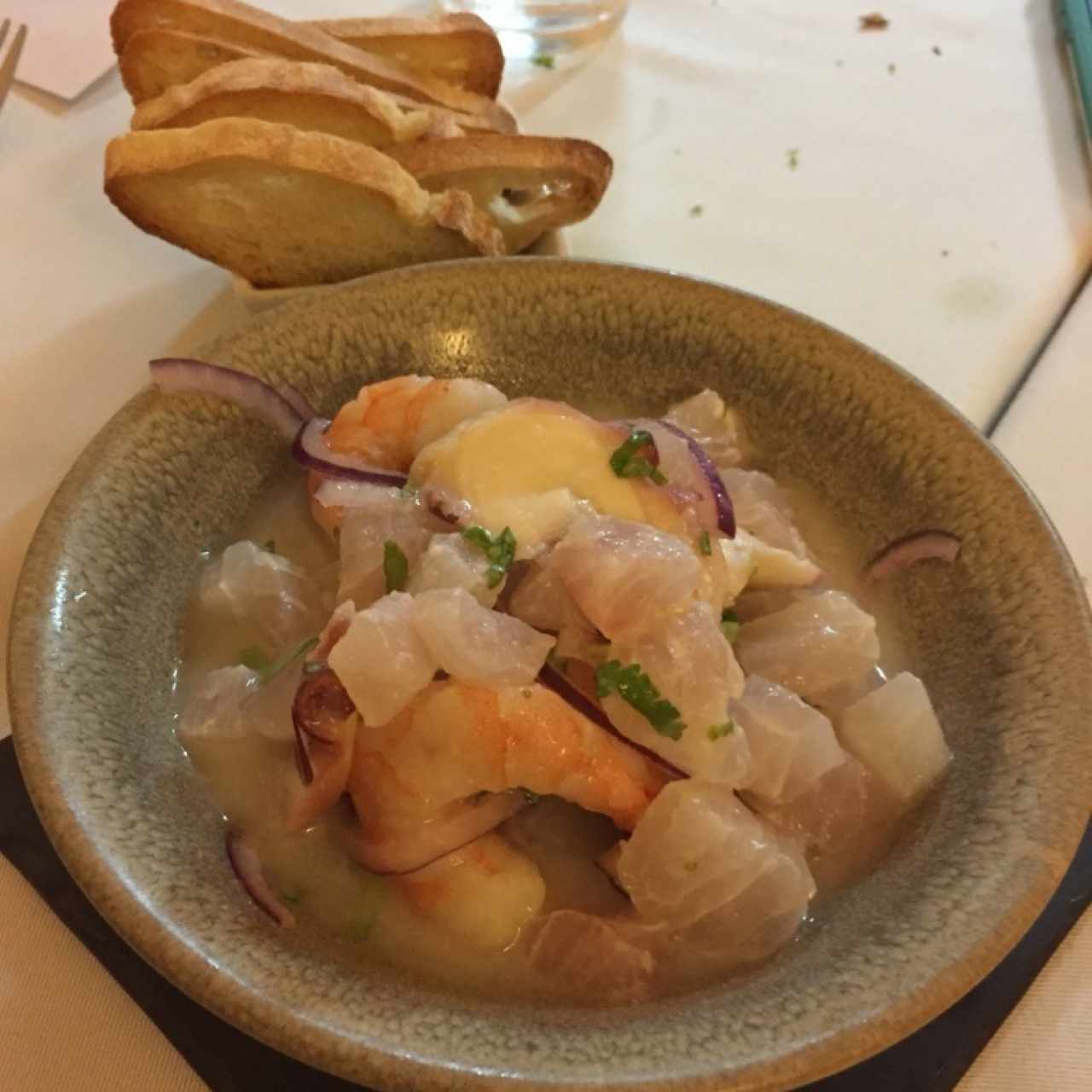 Ceviche Galáctico - pulpo, camarón, pescado y leche de tigre