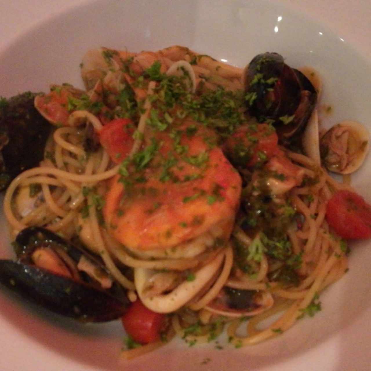 spaghetti con mariscos