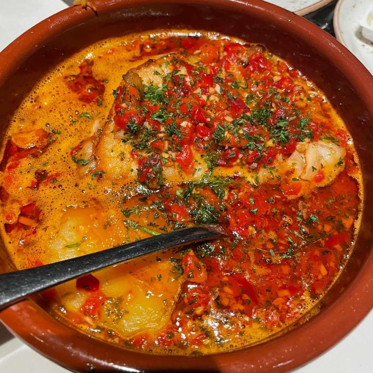 Corvina con Salsa de Tomate y Albahaca