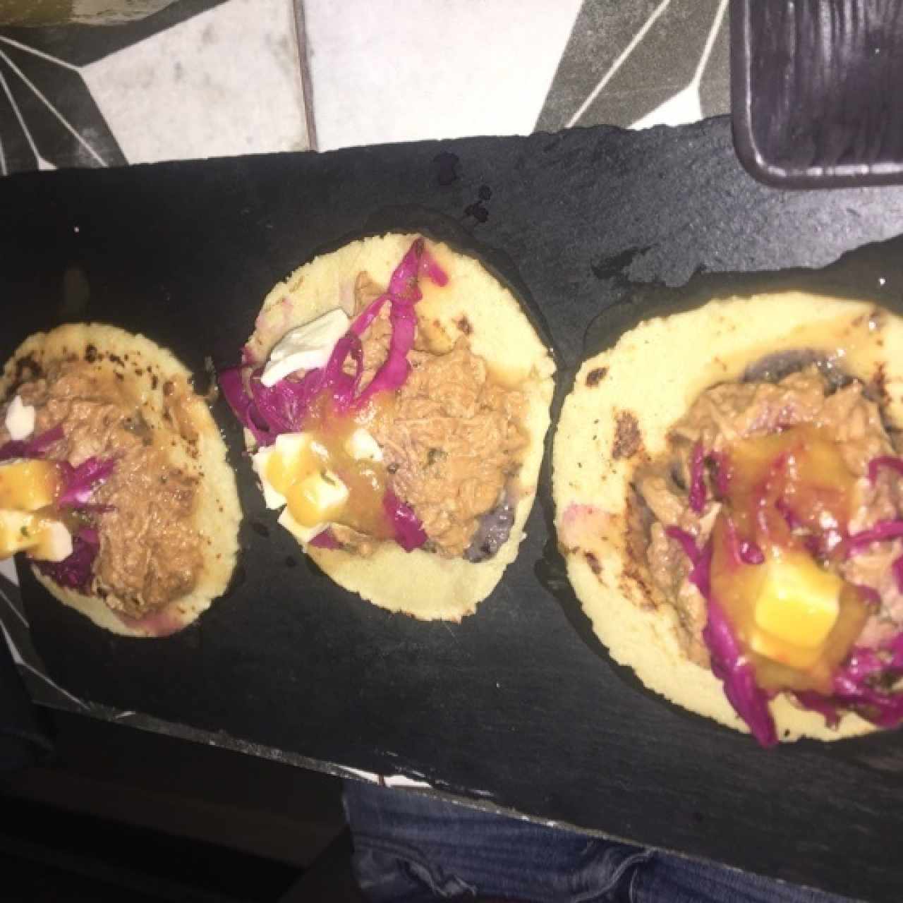 spicy (no spicy) pork tacos