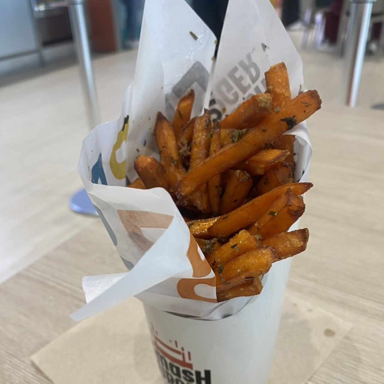 Smash sweet potato fries