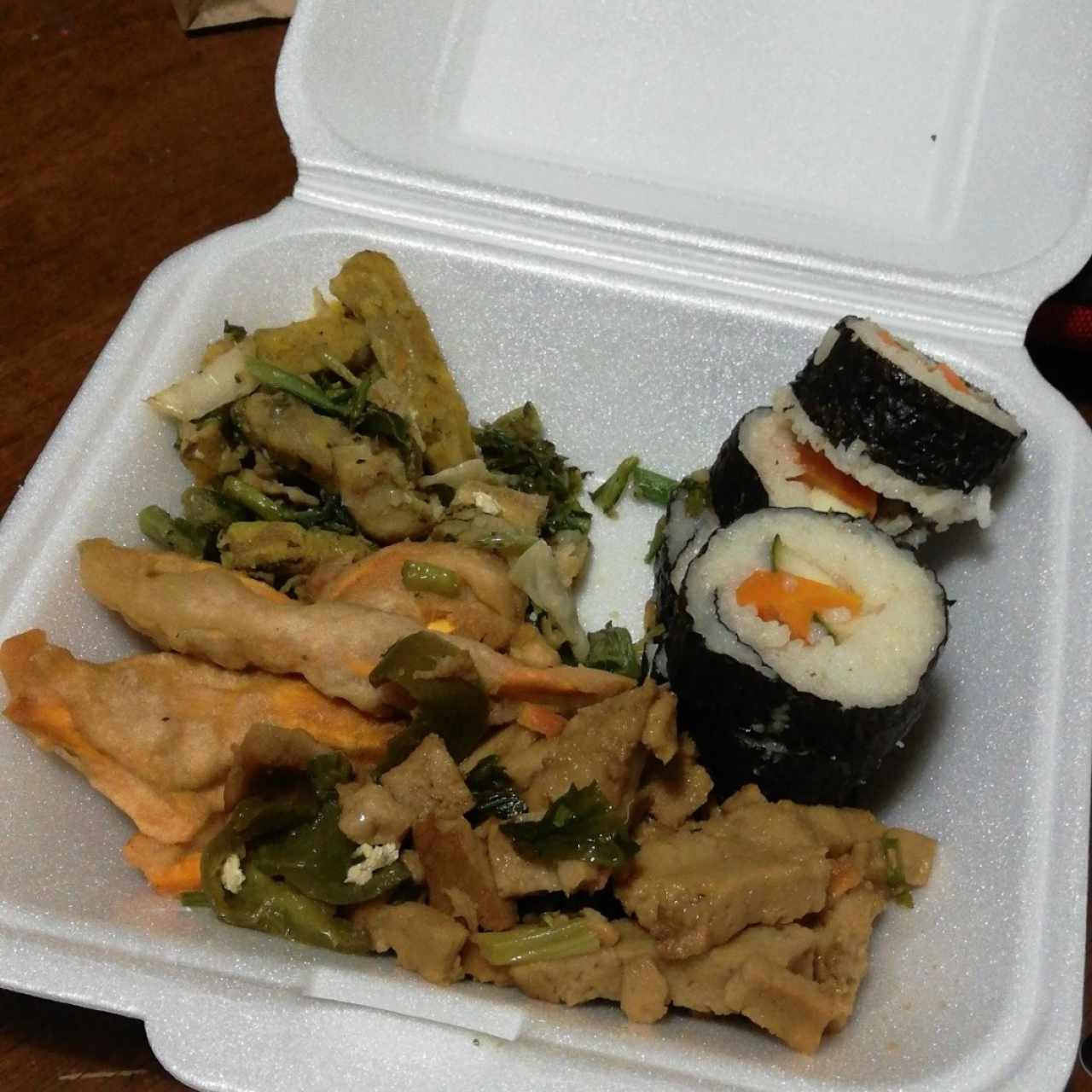 sushi, berro, camote, tofu