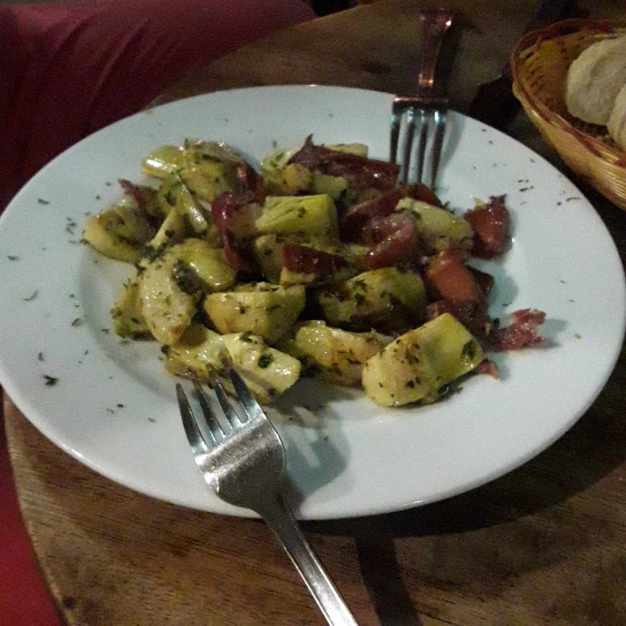 alcachofas con jamón 