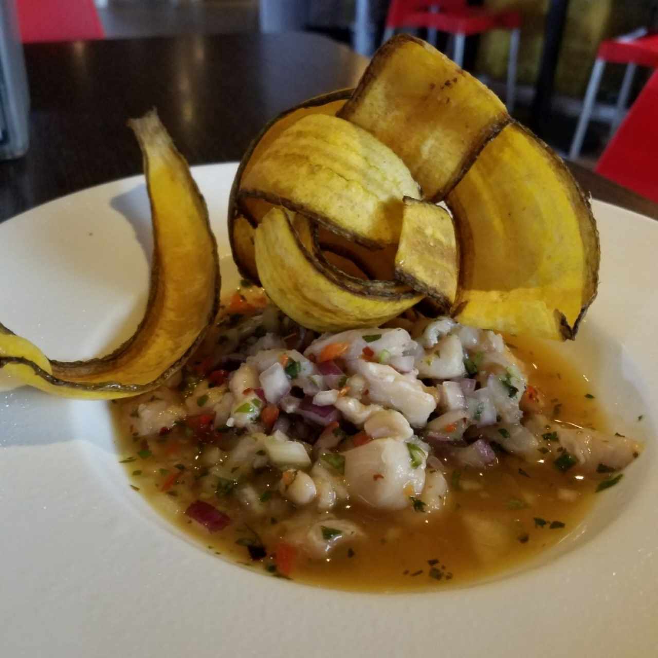 Ceviche de corvina con maracuya 