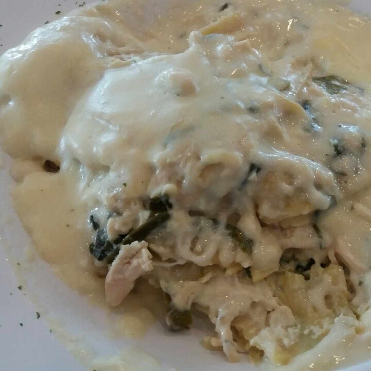 lassagnia de pollo y espinacas 