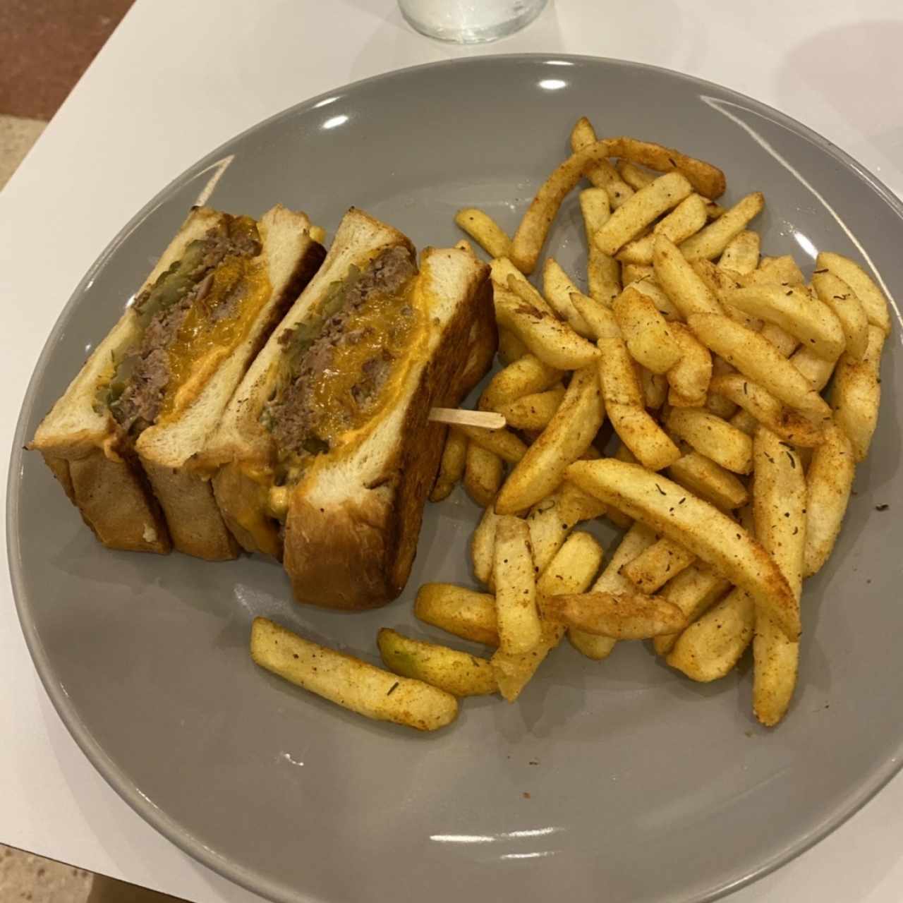 Double Patty Melt With Spicy Fries