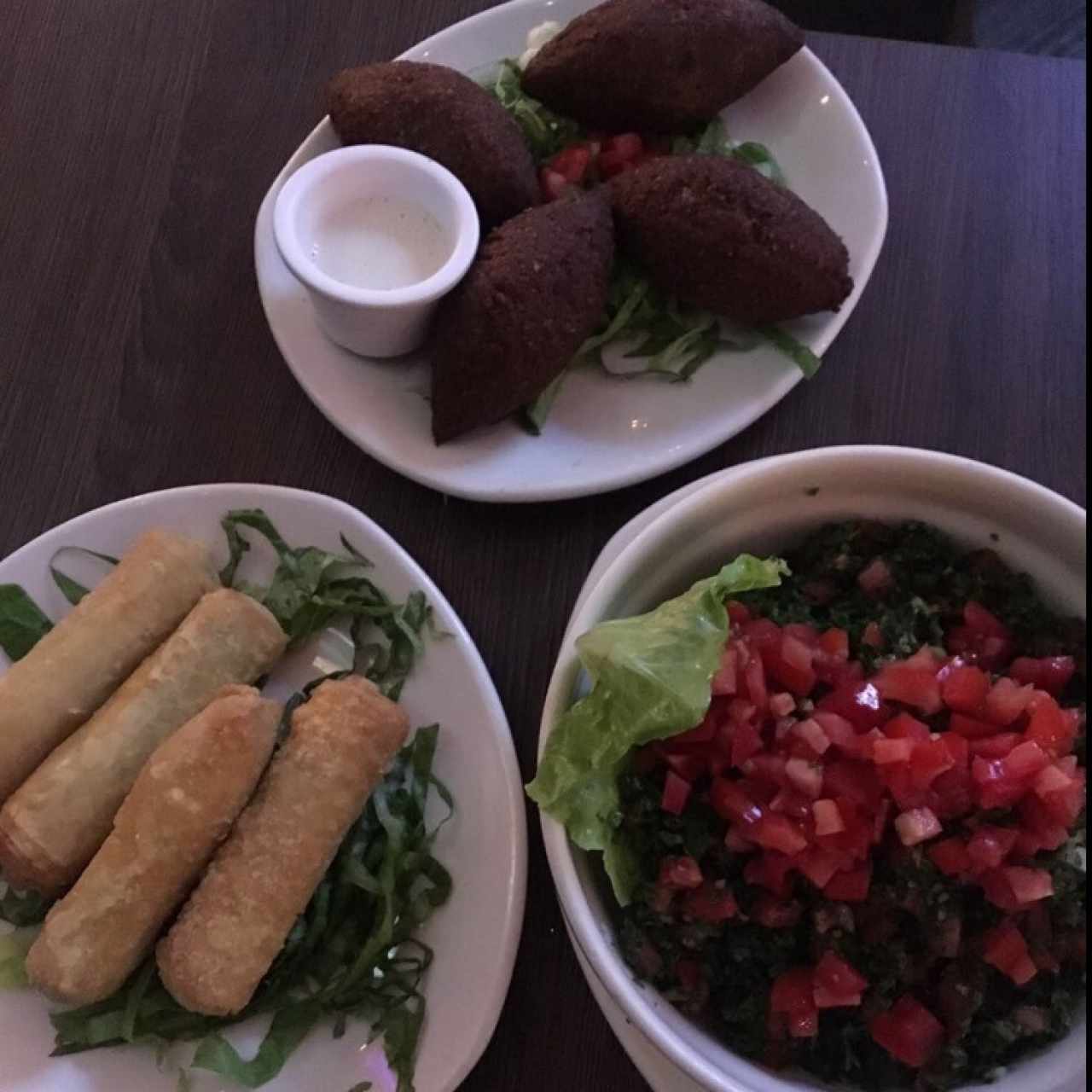 sambousek / kibbeh / tabbouleh