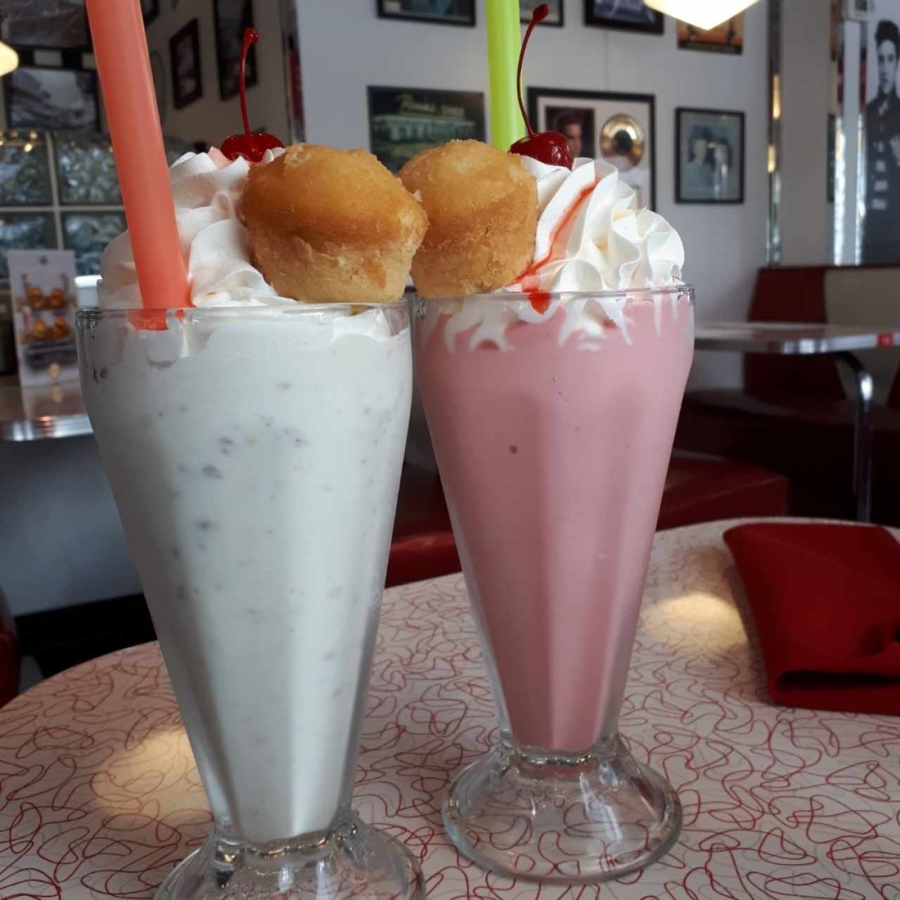 Cherry & vanilla milkshakes