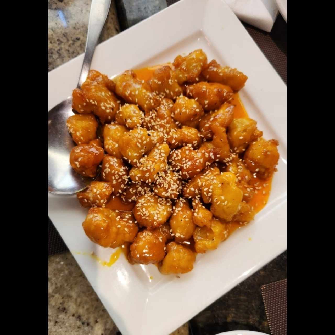 pollo con miel y ajonjoli