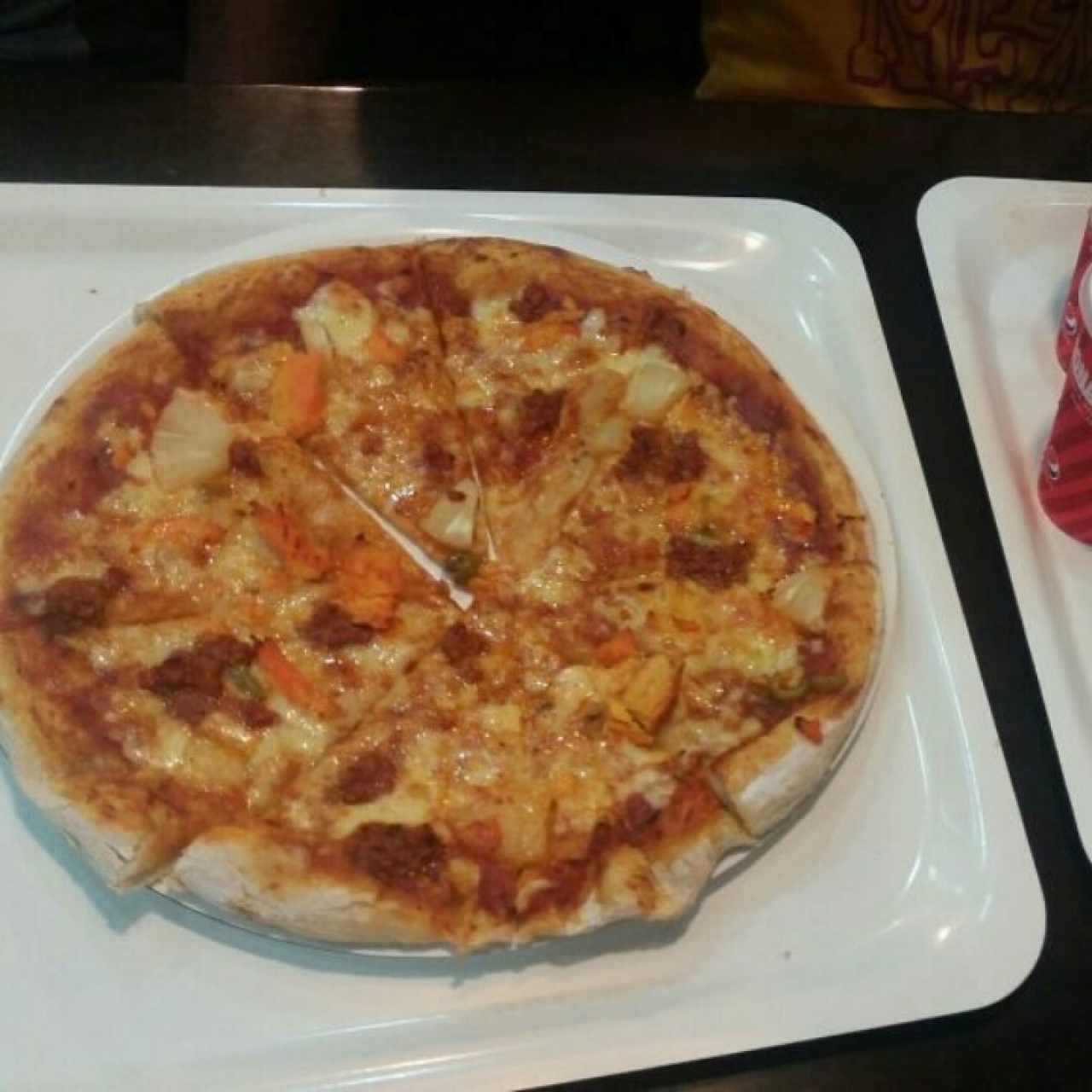 pizza pollo carne piña