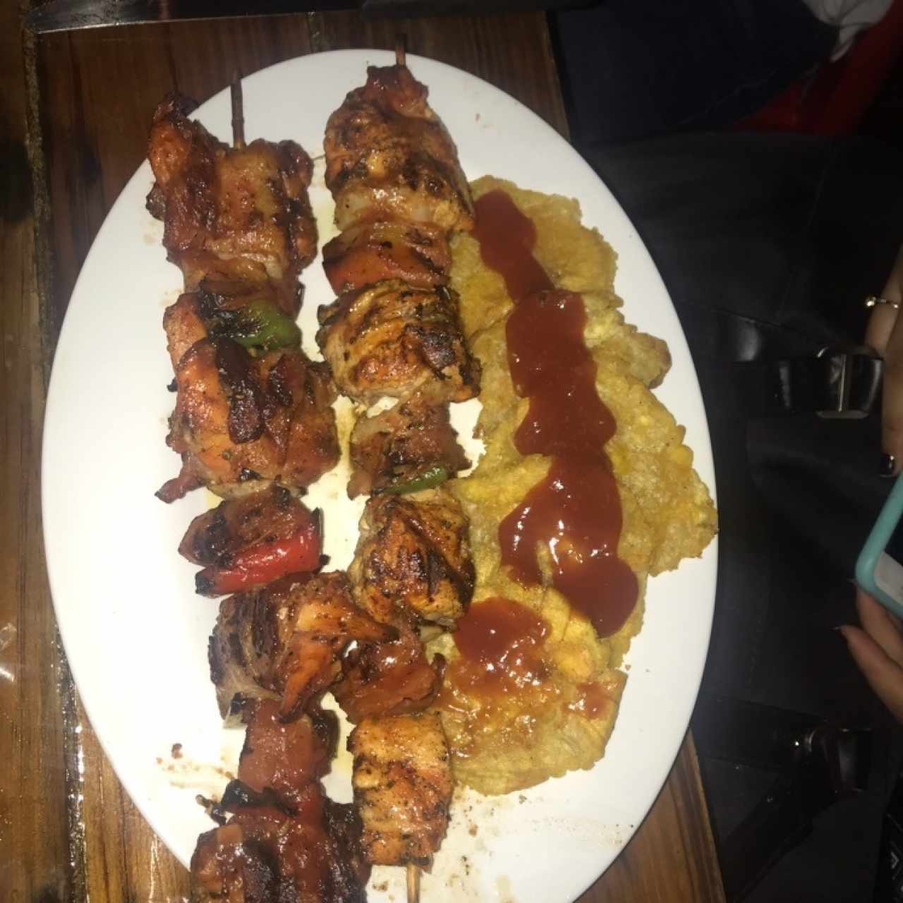 Brocheta de pollo y Camaron 