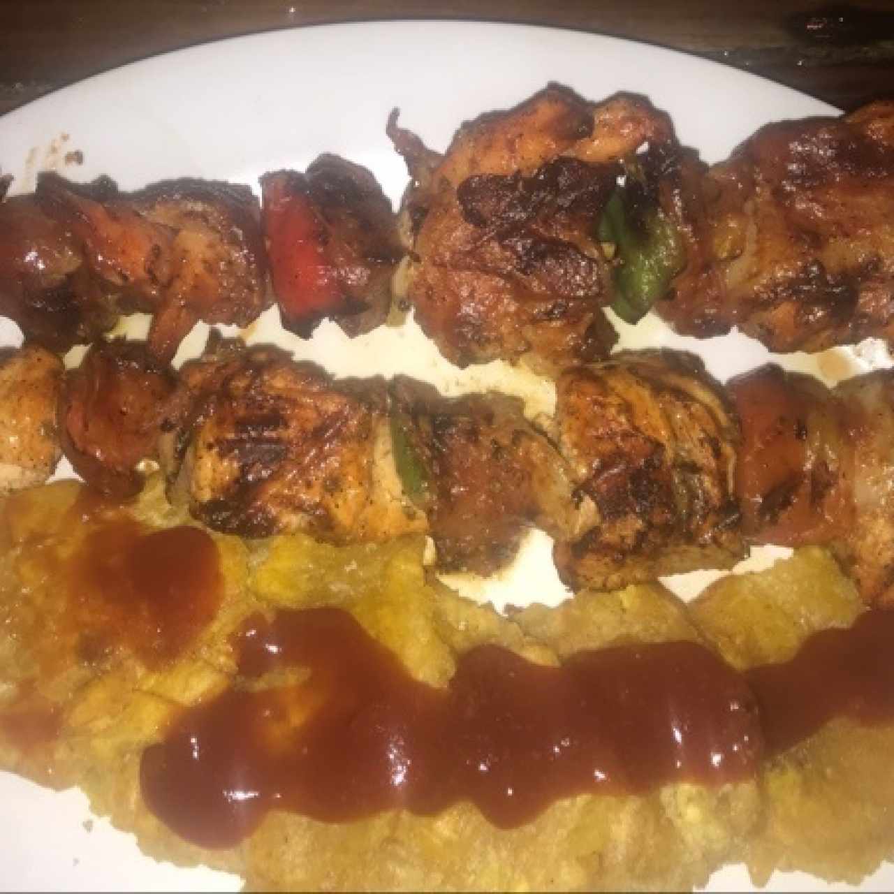 Brocheta de Camarón y Brocheta de pollo