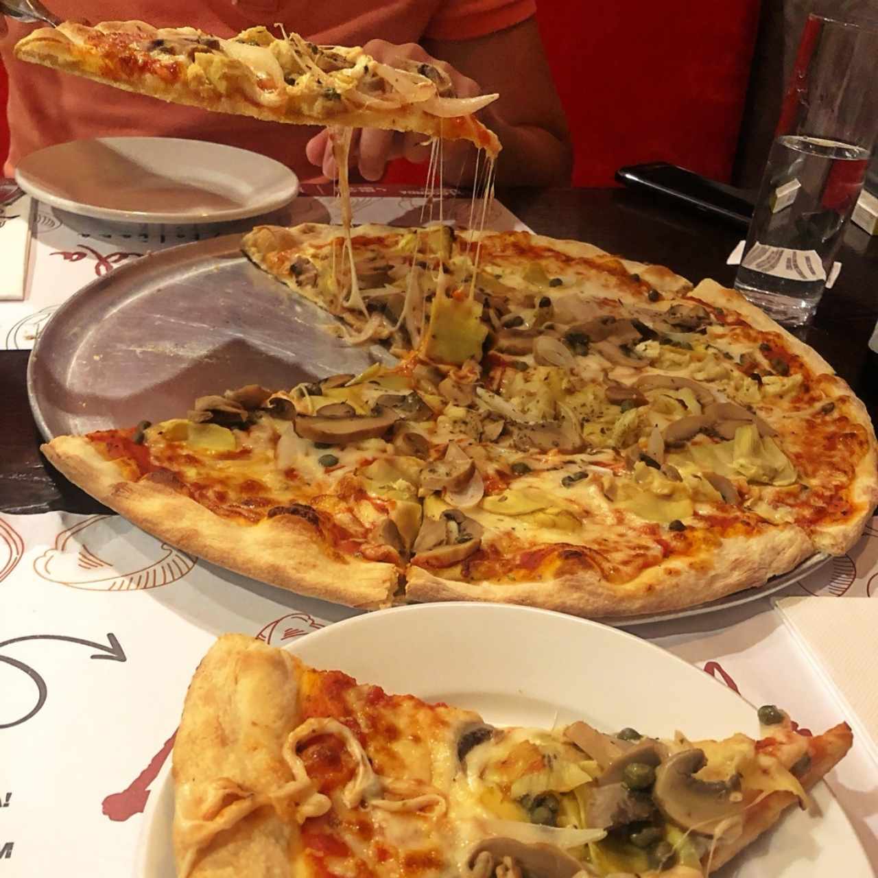 pizza with artochokes, mushroom and olives