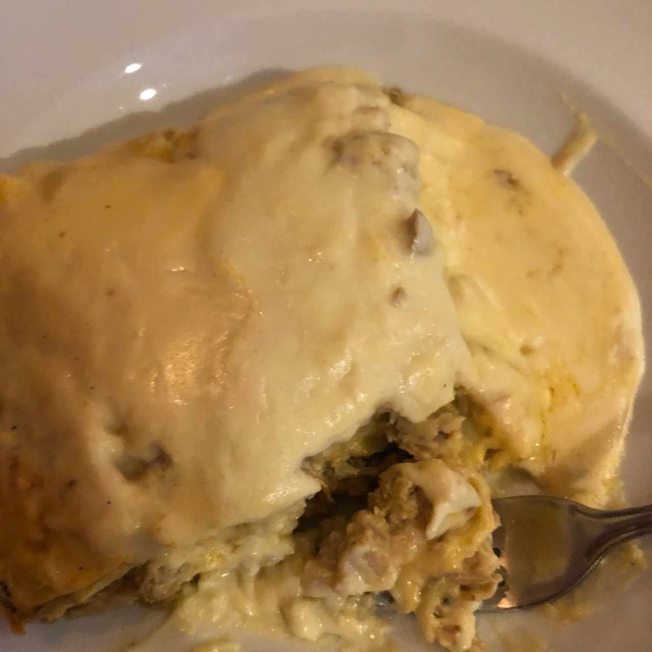 lassagna de pollo con crema de hongos