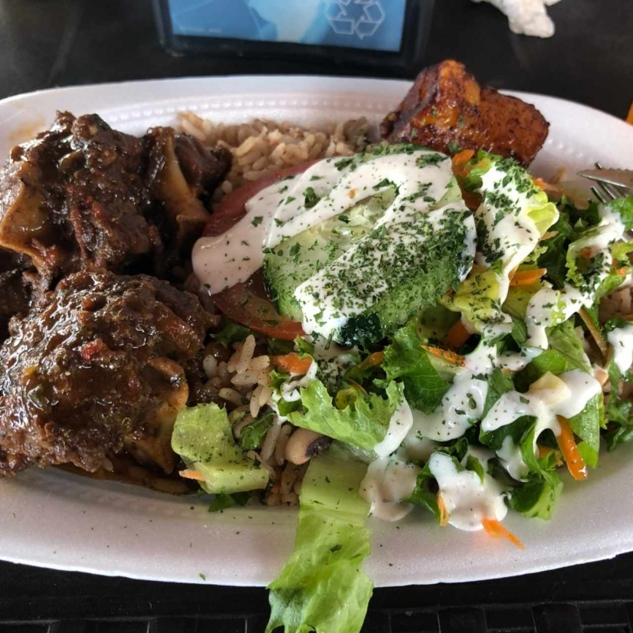 Rabo de res guisado con arroz/coco 😋