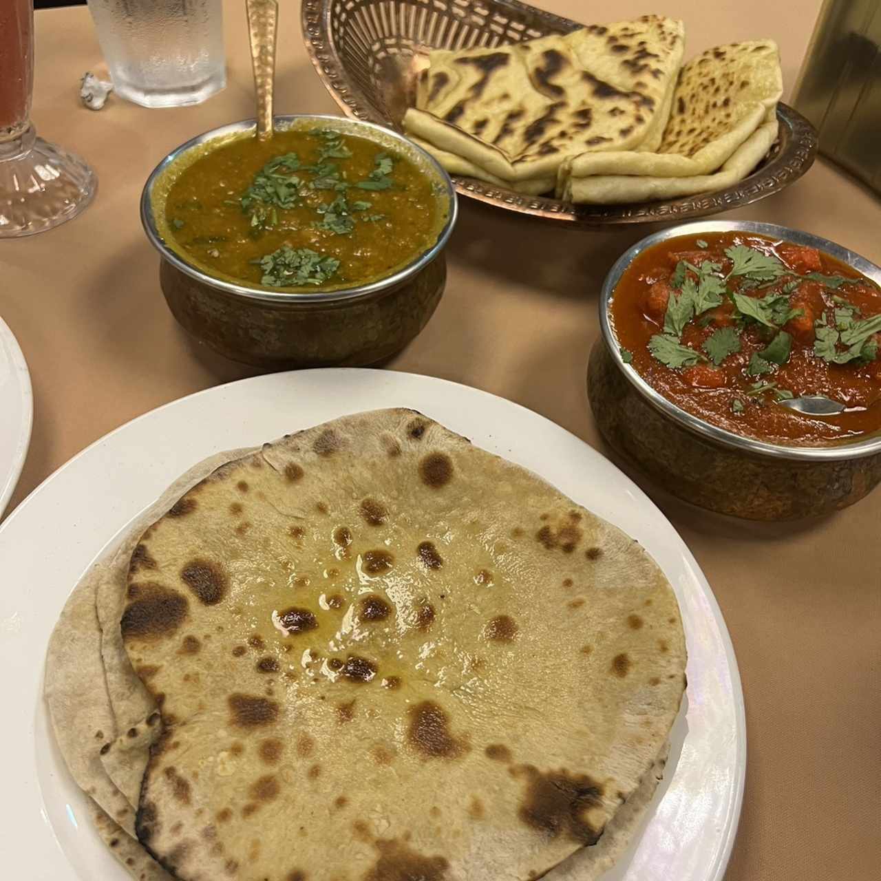 Accompaniment - Roti, Nam, Chana Massala, Chicken tikka Massala