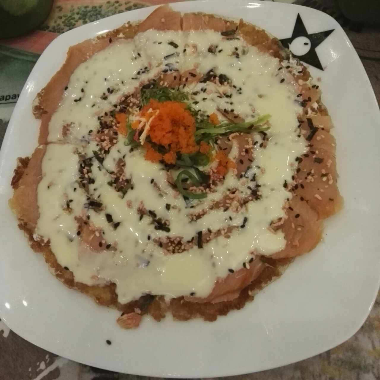 Pizza de salmón.