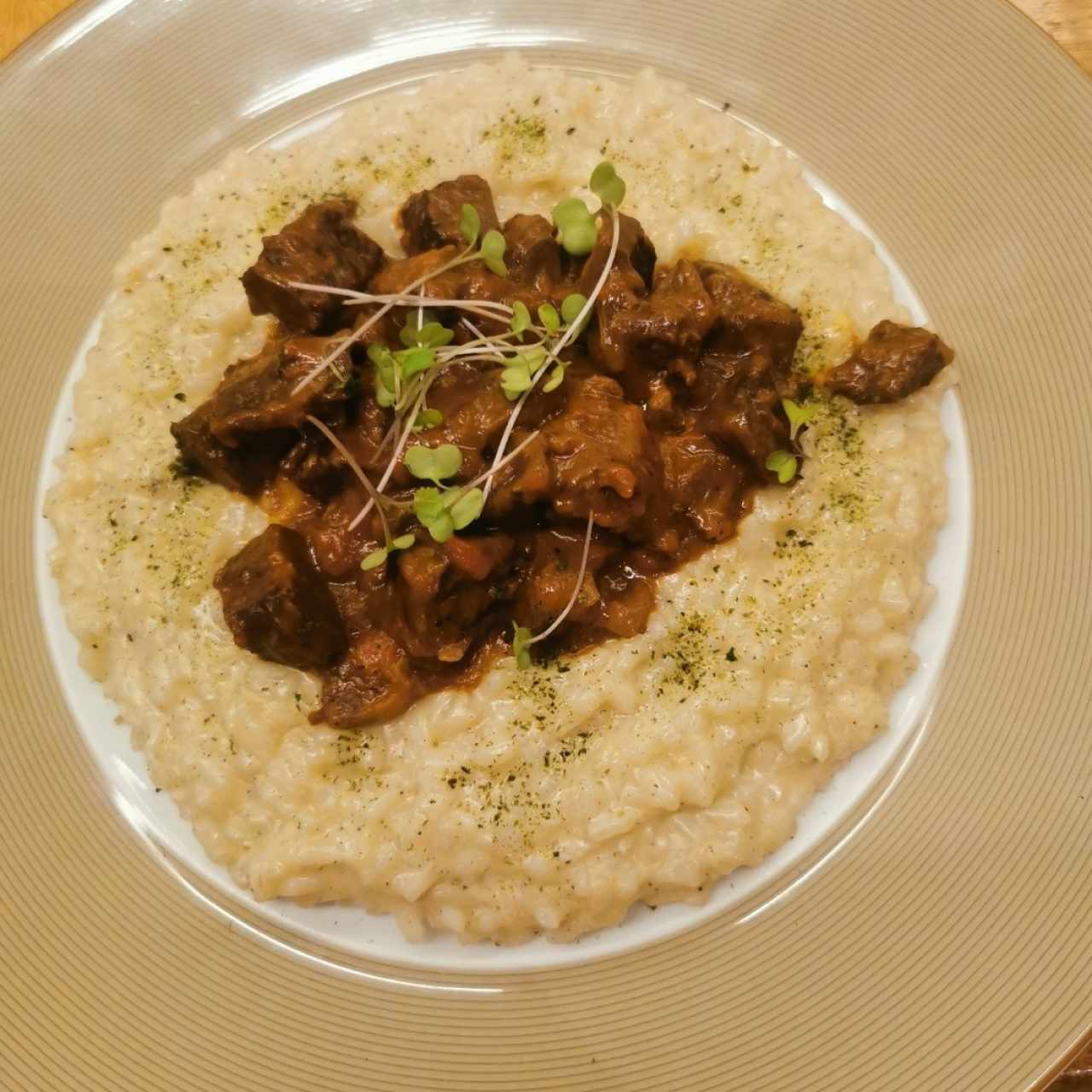 Risotto Cacio e Pepe con Guancia Brasata