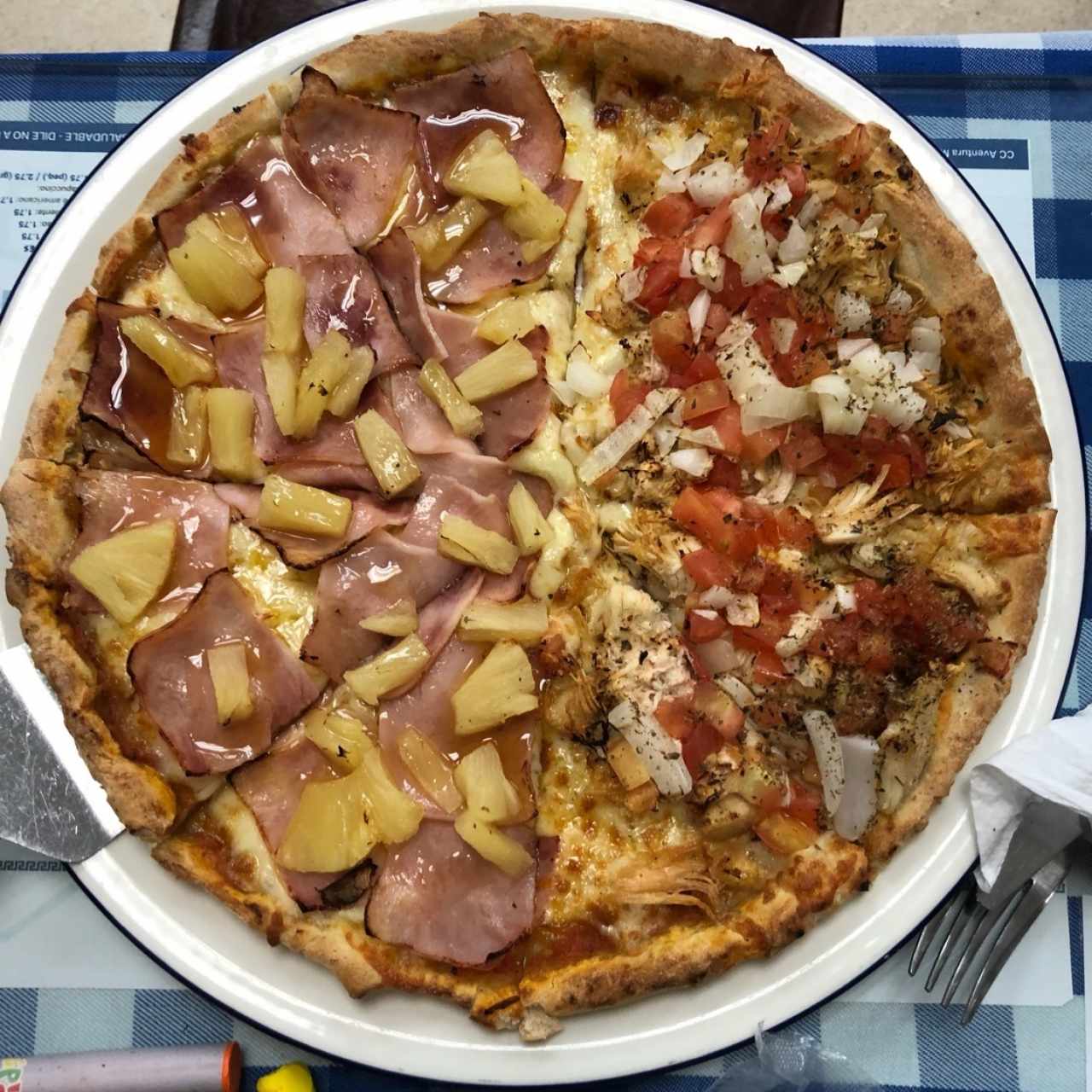 pizza pollo especial y hawaiana