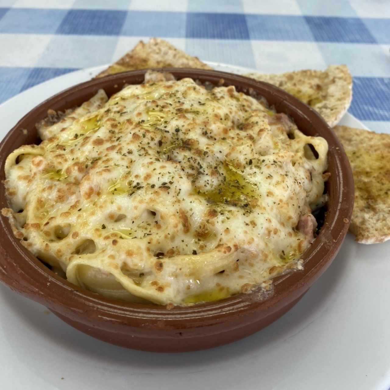 Pasta de pollo con tocino