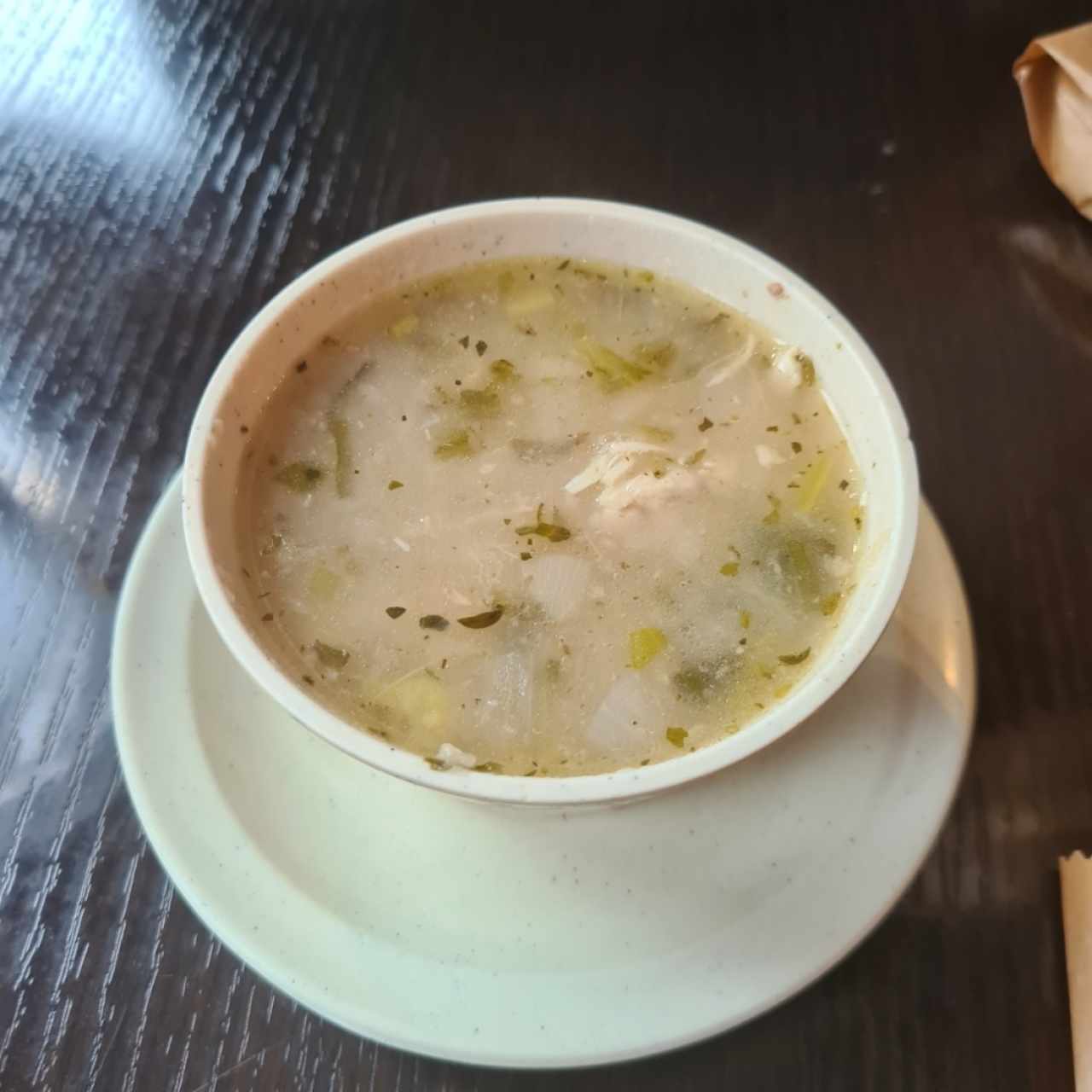 Pequeñito Sancocho que viene con el plato de Fiesta Panameña 