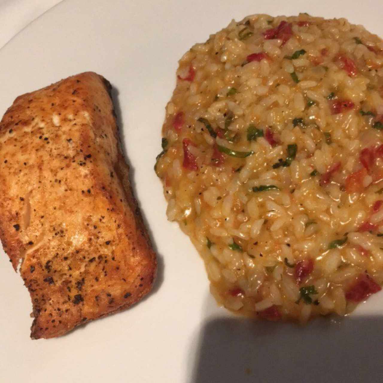 salmon y risotto