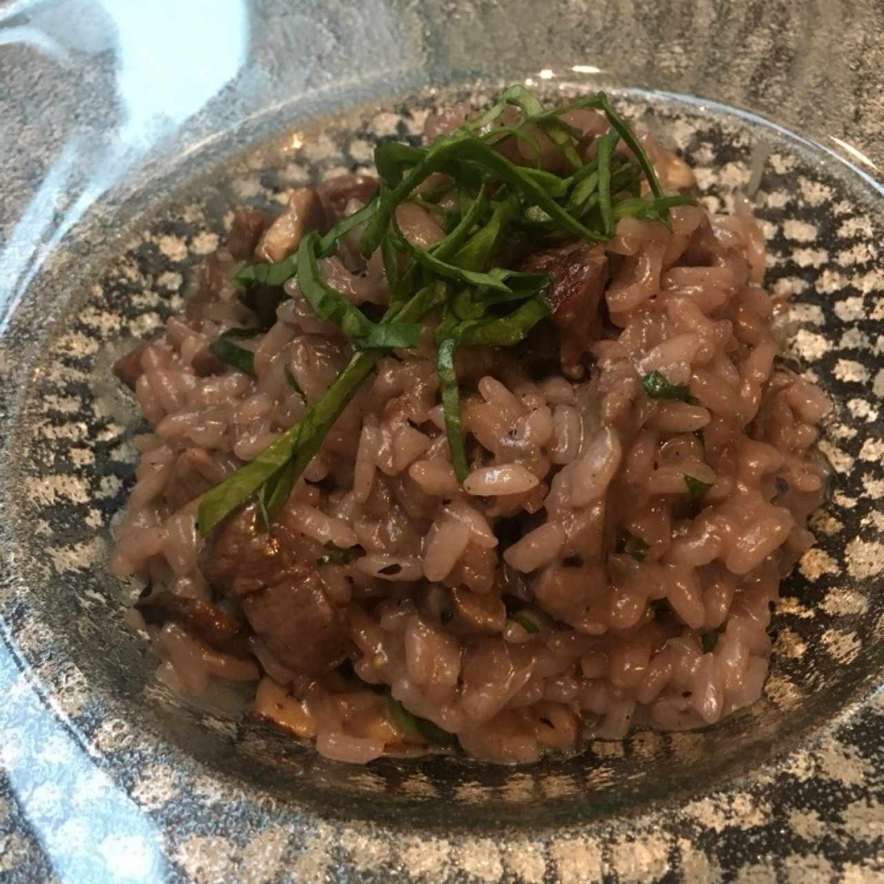 Risotto de lomito con hongos portobello