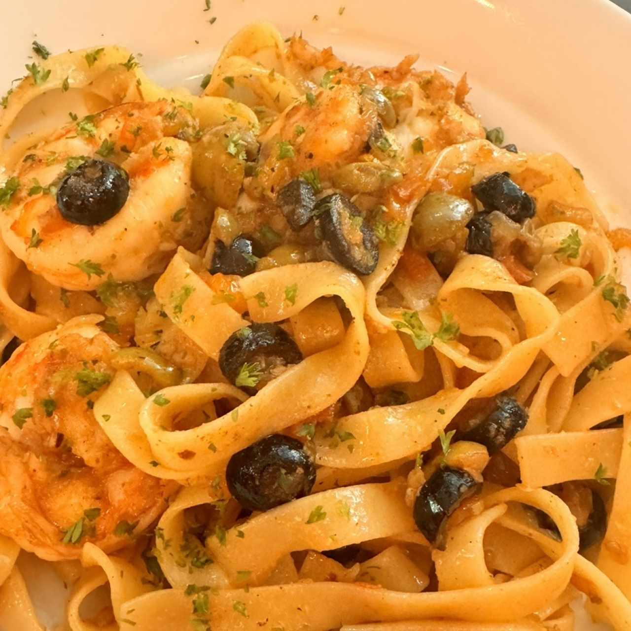 Pasta con langostinos 