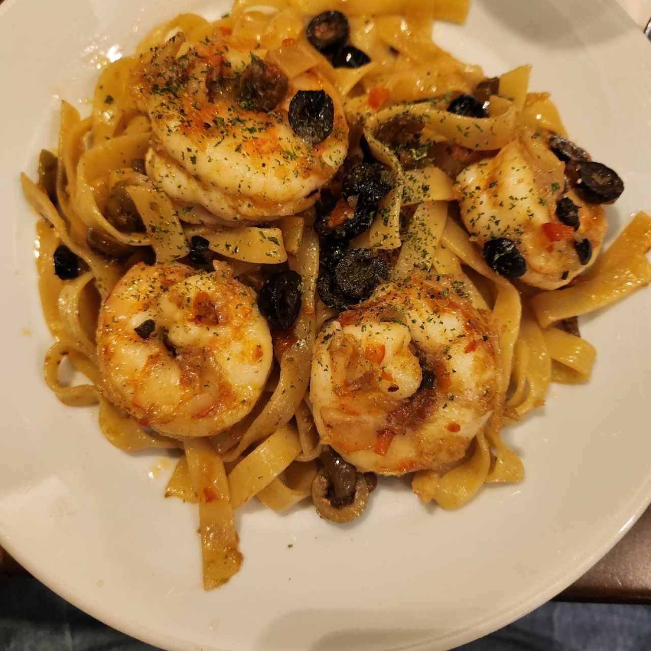 langostinos con pasta al óleo 