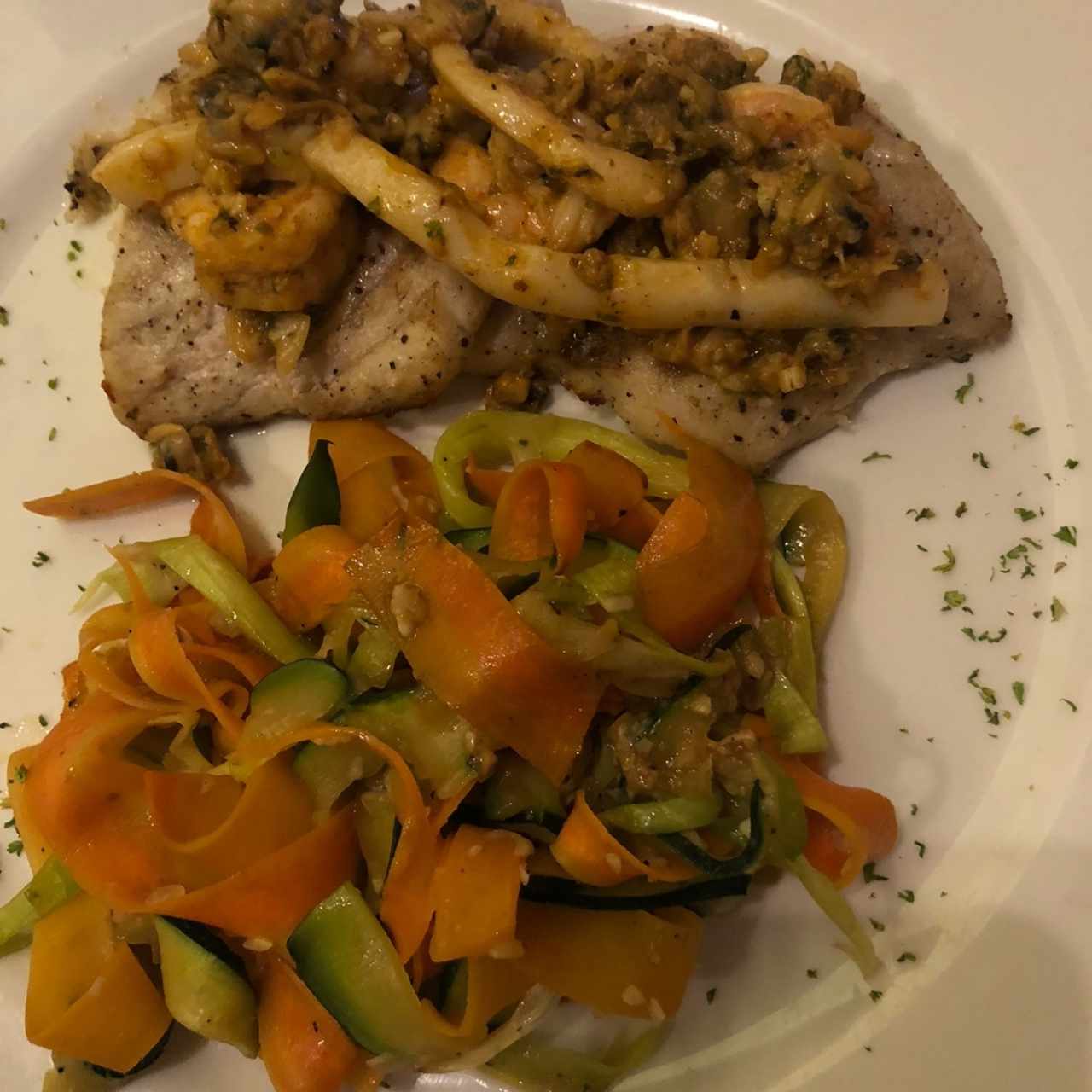 Corvina Tre Scallini con vegetales 