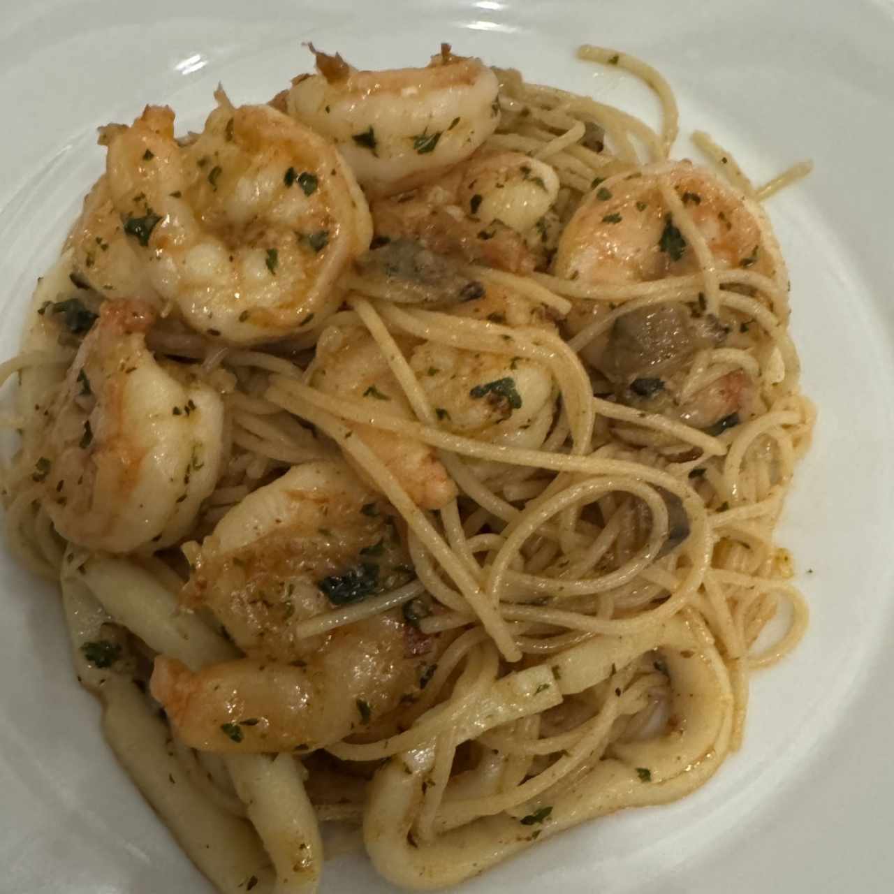 Spagueti con Camarones 