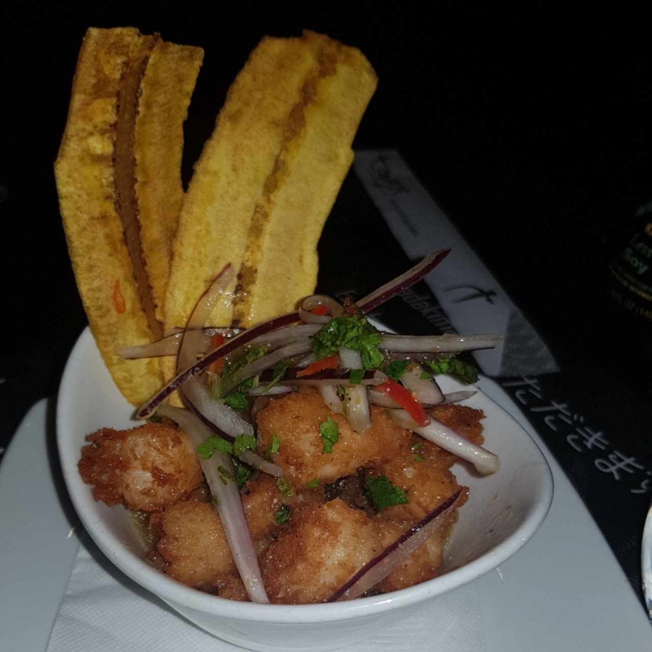 Ceviche frito de langostinos