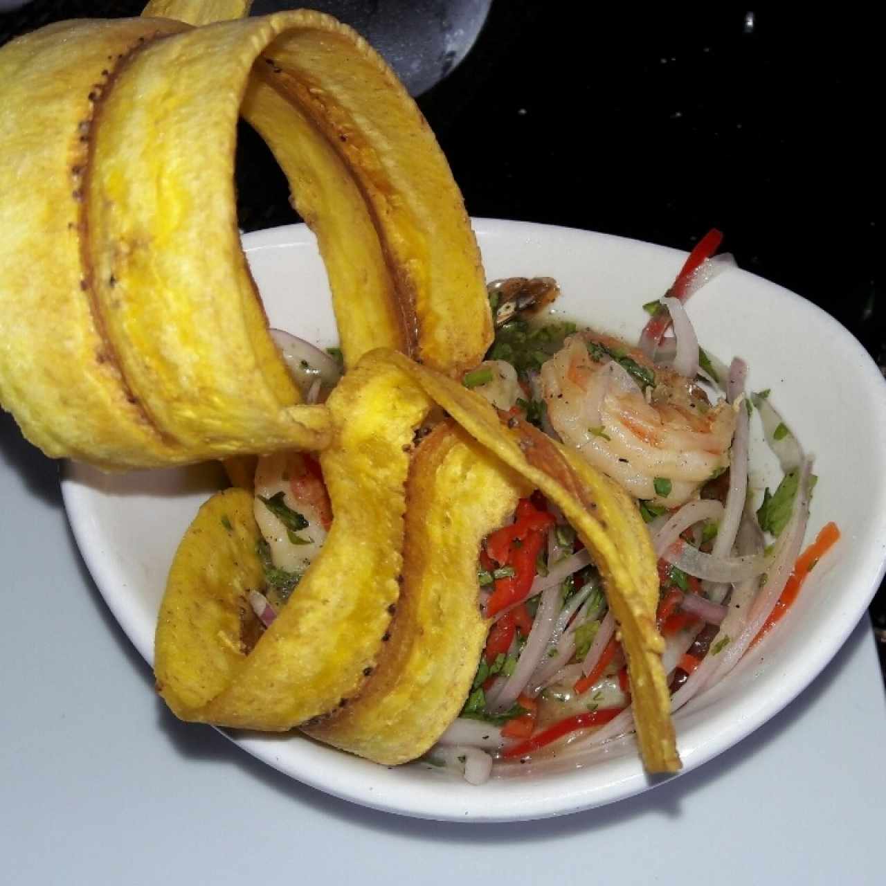 Ceviche frito de langostinos