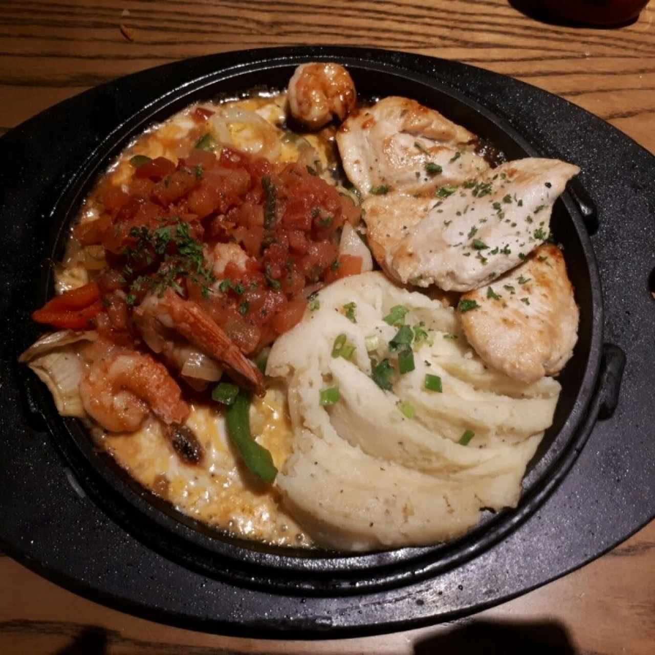 sizzling chicken and shrimp