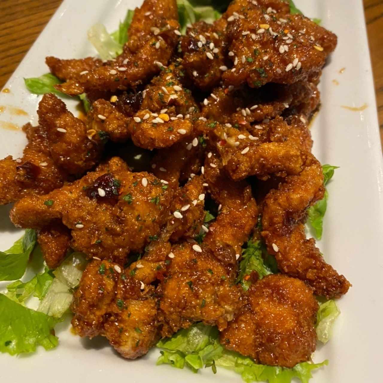 Whiskey glazed sesame chicken strips