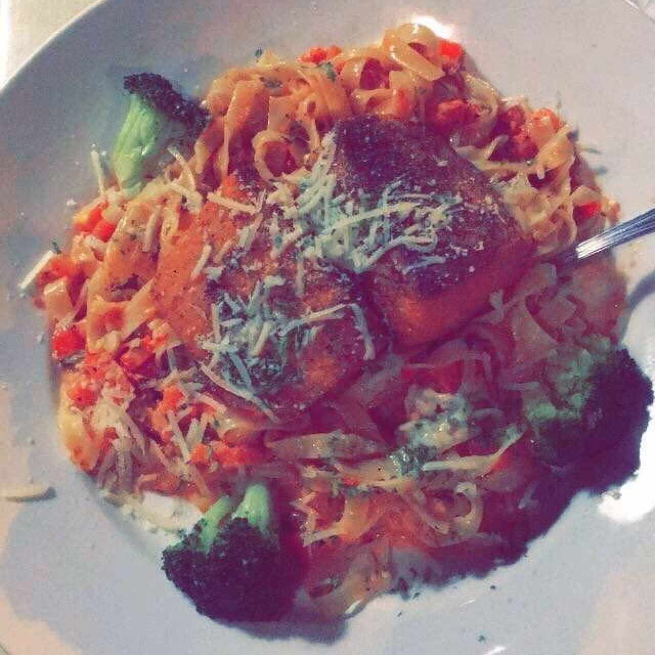 7 spice seares salmon pasta