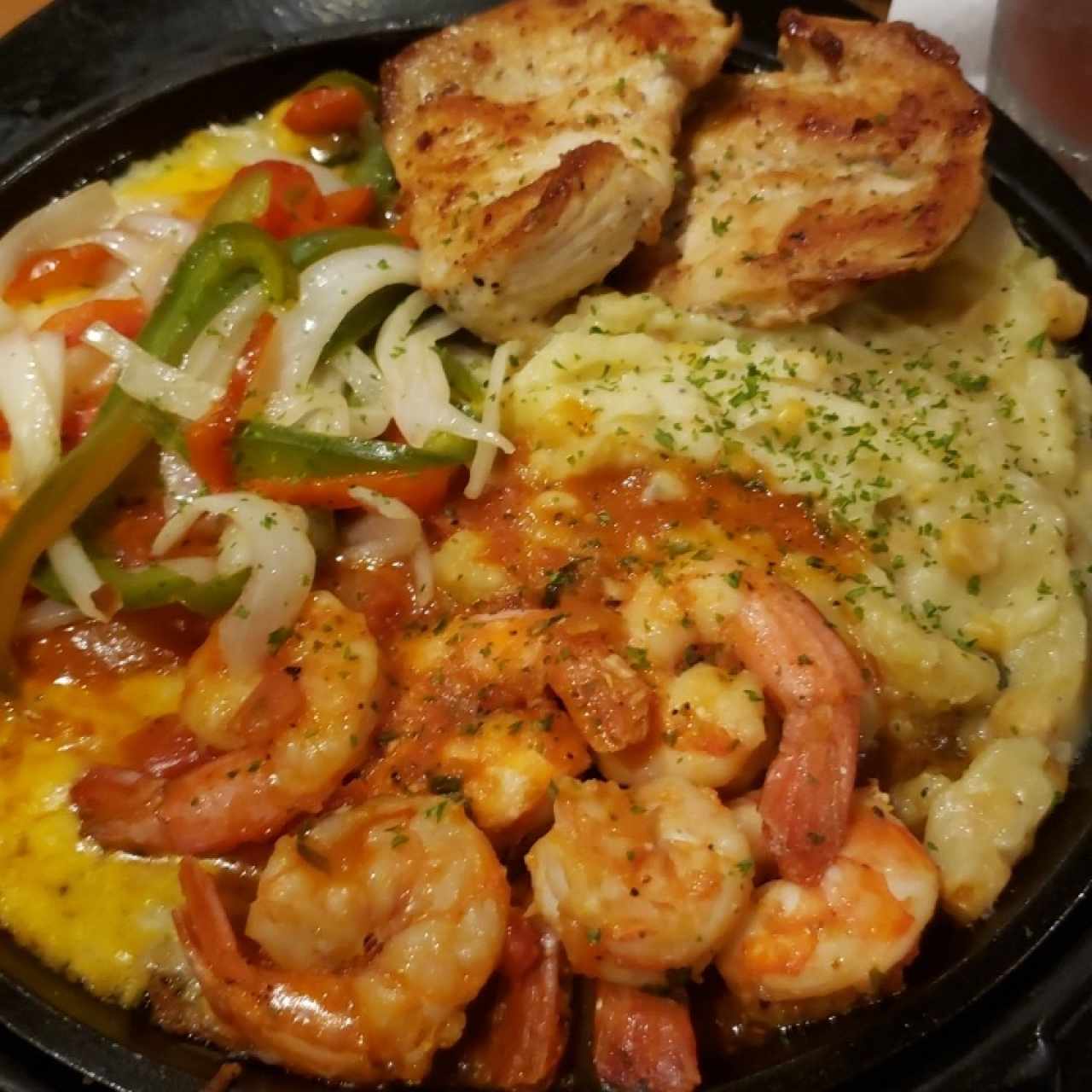 slizzing chicken and shrimp