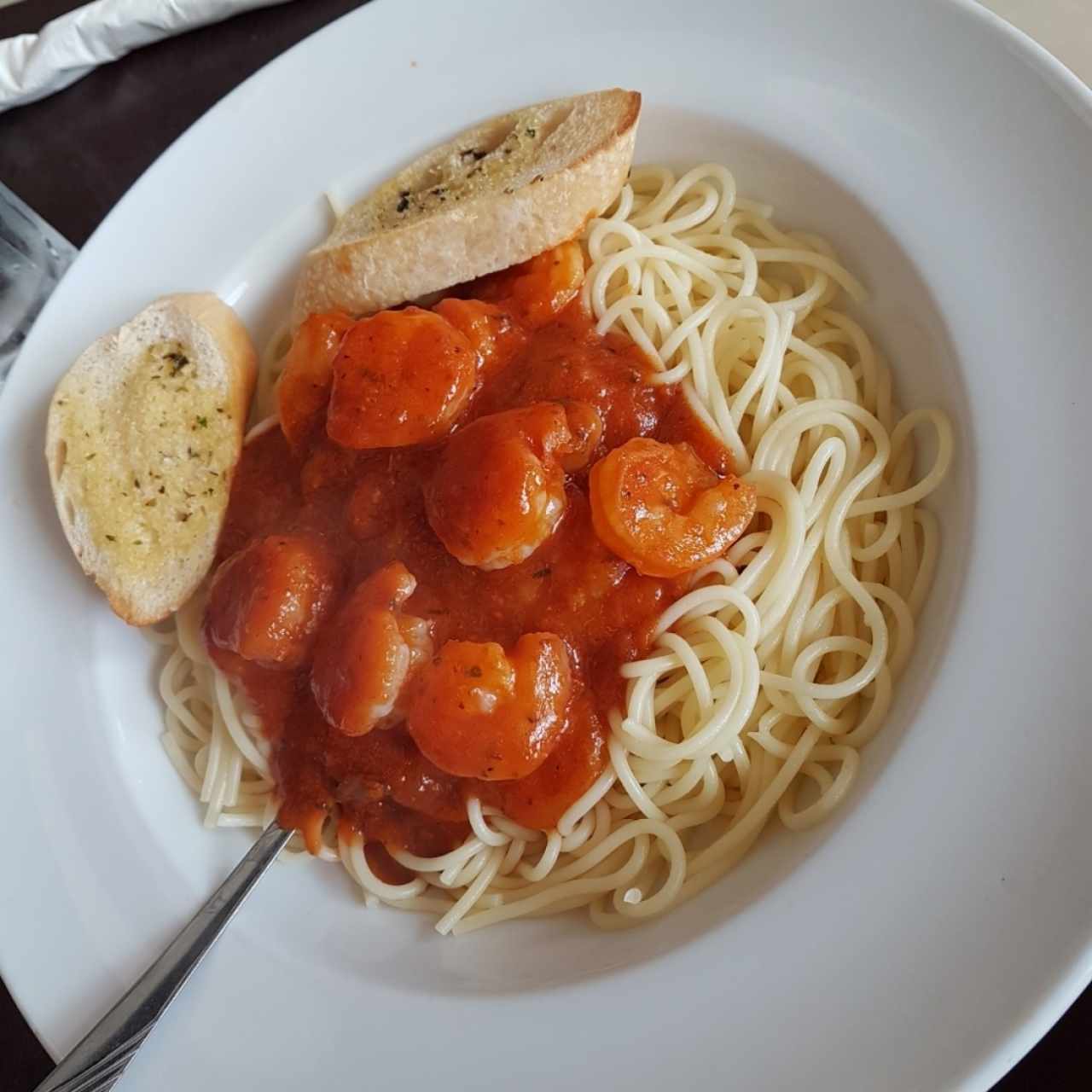 Pasta con camarones