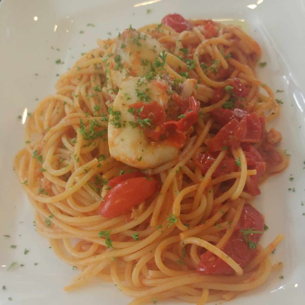 spaghetti con calamar relleno