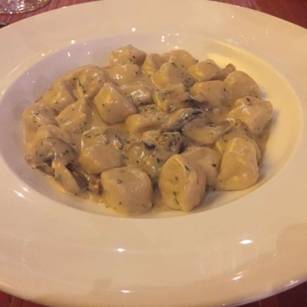 Gnochi al Funghi e Panna con Demiglass