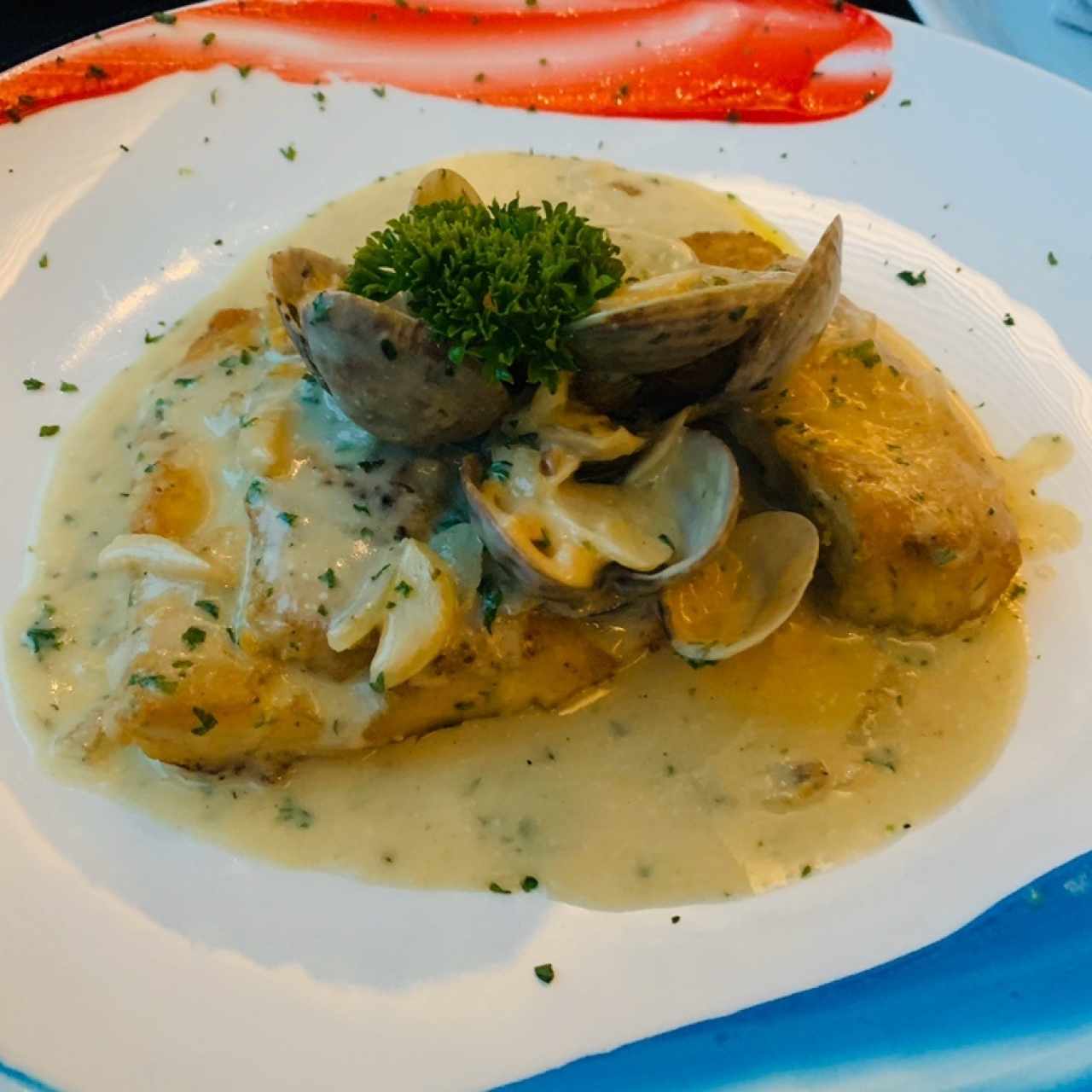 Corvina con almejas tío Pepe