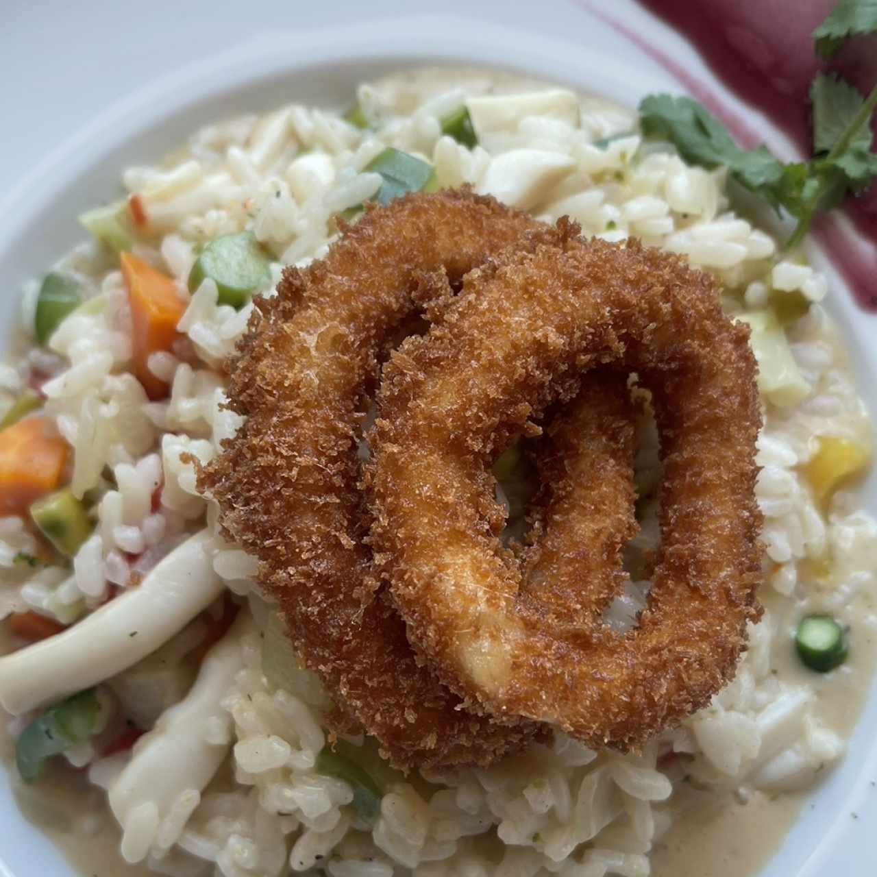 Risotto de calamares con verduras