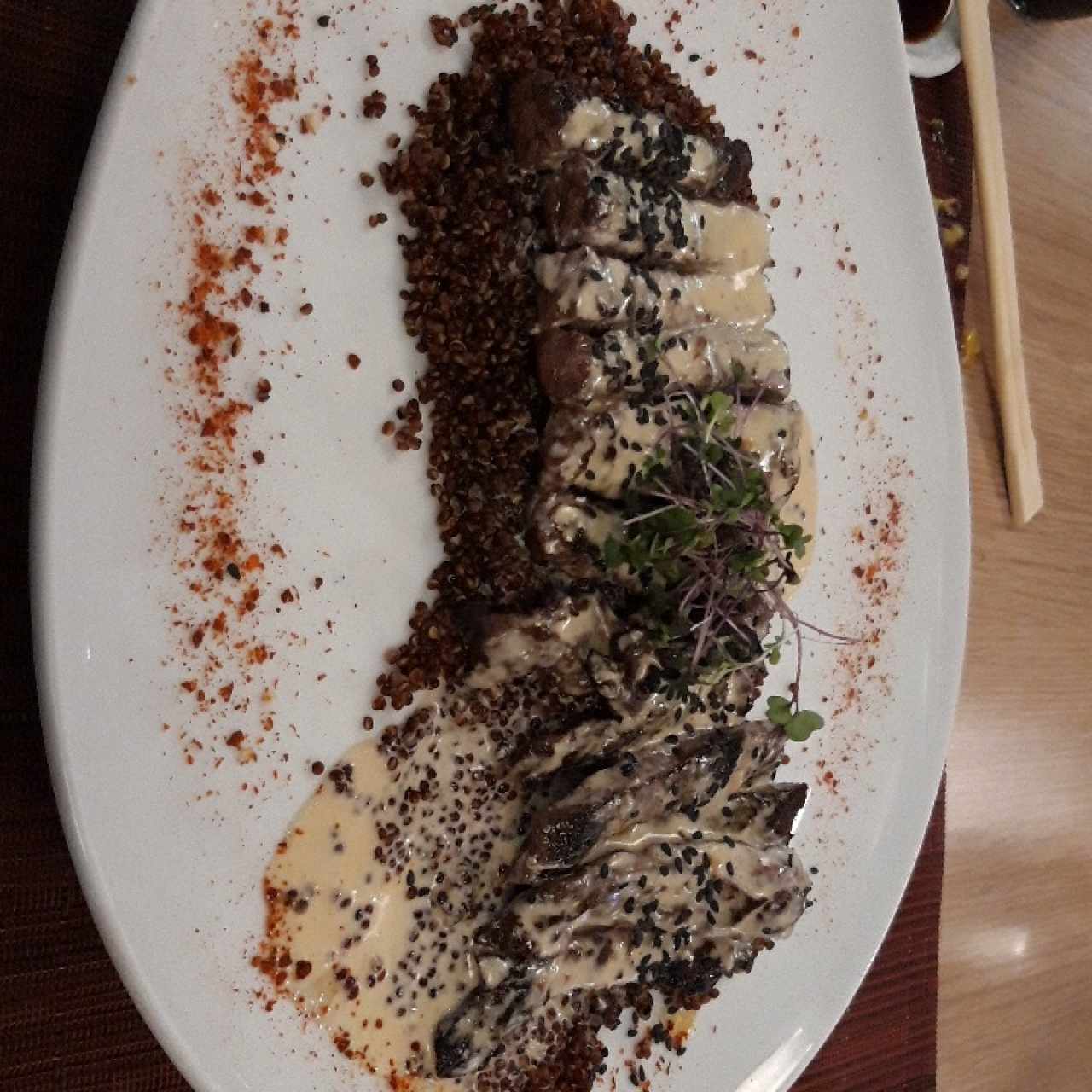 entraña con quinoa