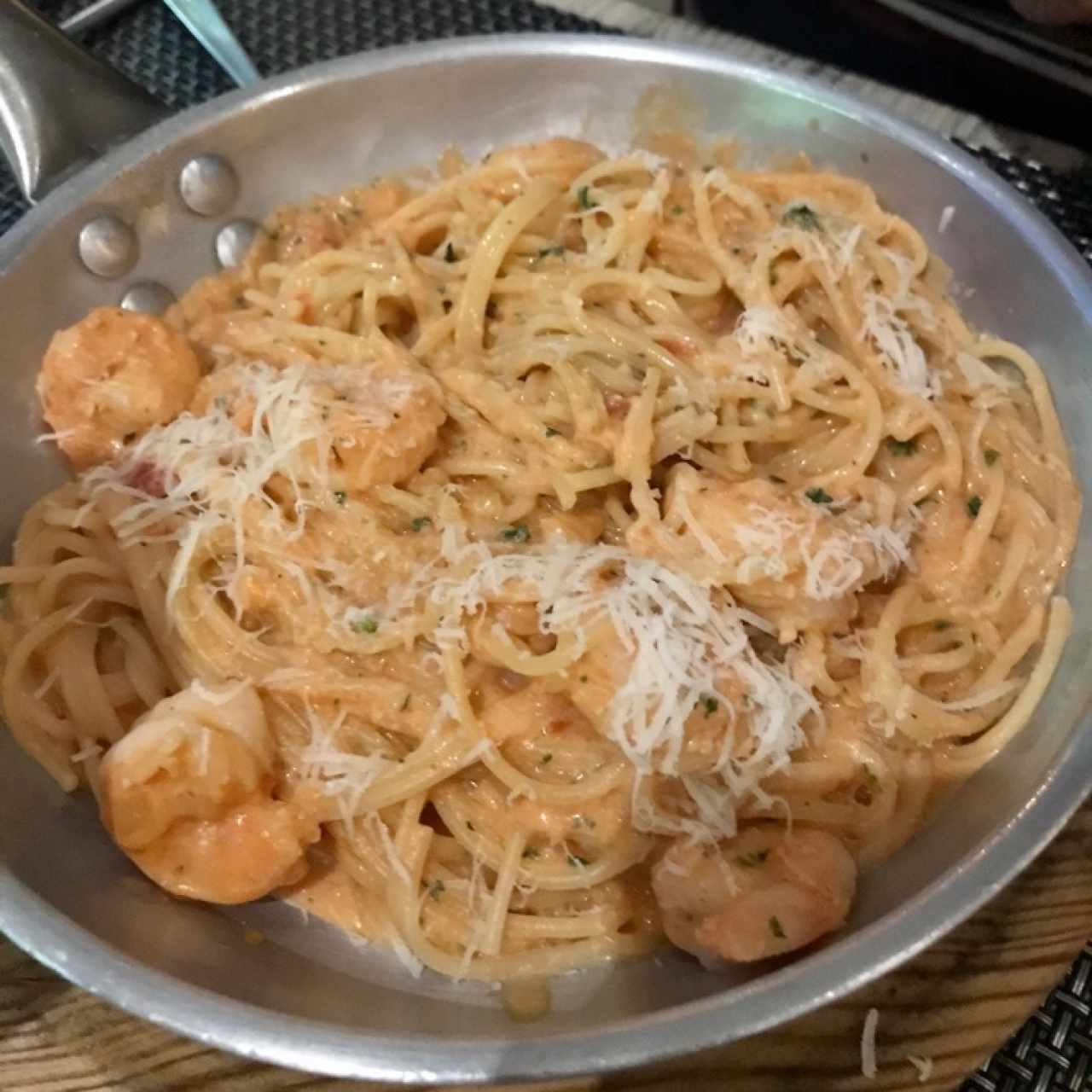 Spaguetti con camarones 