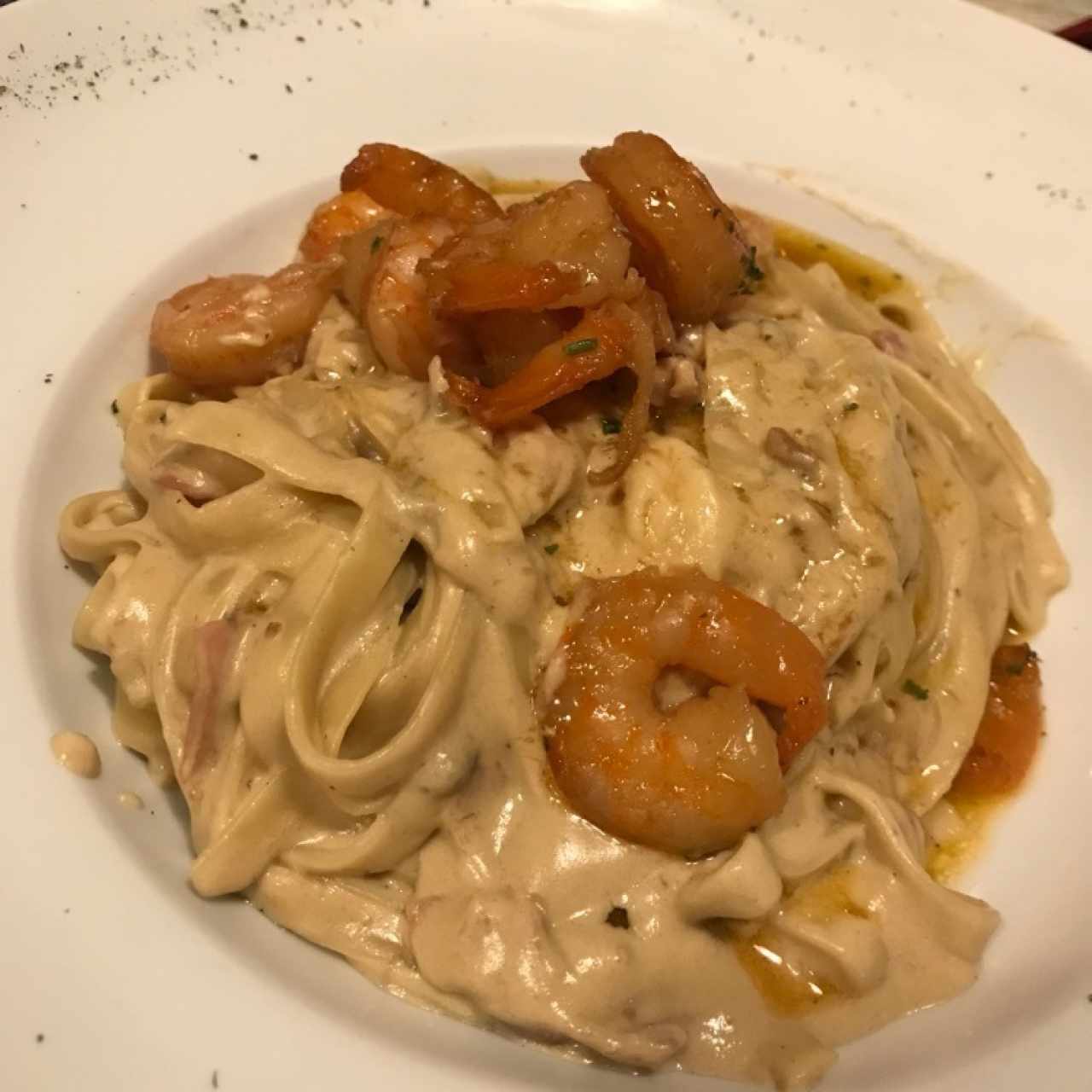 Fettuccine a la Strega con camaron